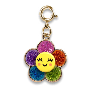 Charm It! Gold Glitter Happy Flower Charm