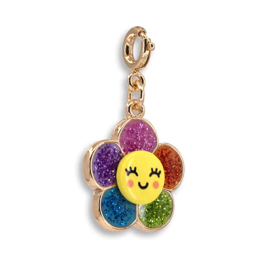 Charm It! Gold Glitter Happy Flower Charm