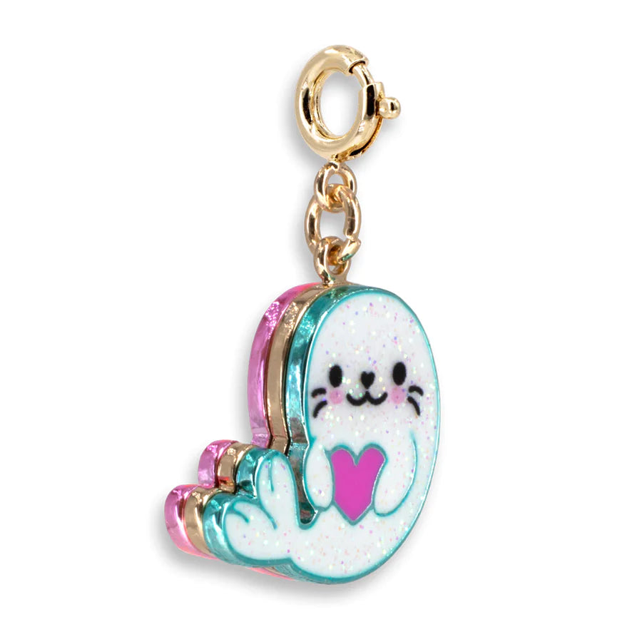 Charm It! Gold Glitter Seal Charm