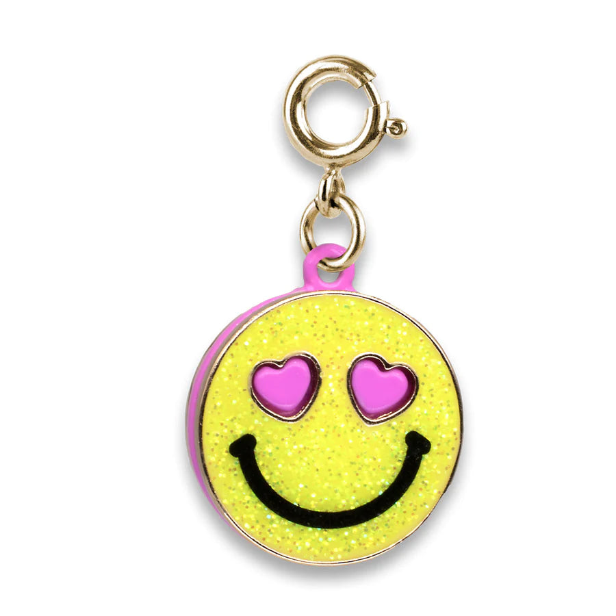 Charm It! Gold Glitter Smiley Face Charm