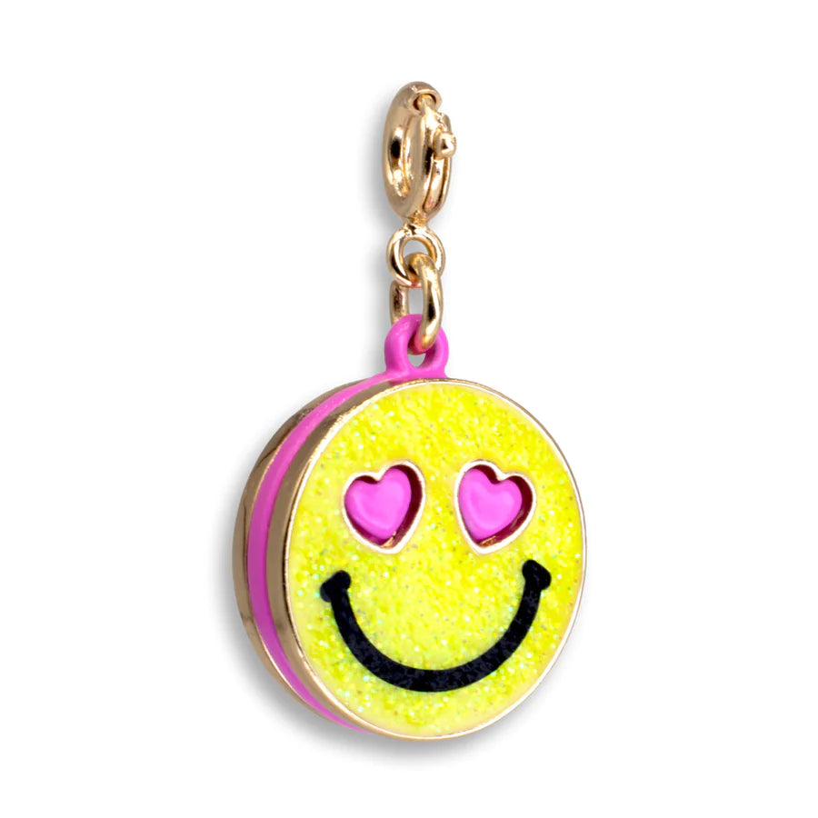 Charm It! Gold Glitter Smiley Face Charm