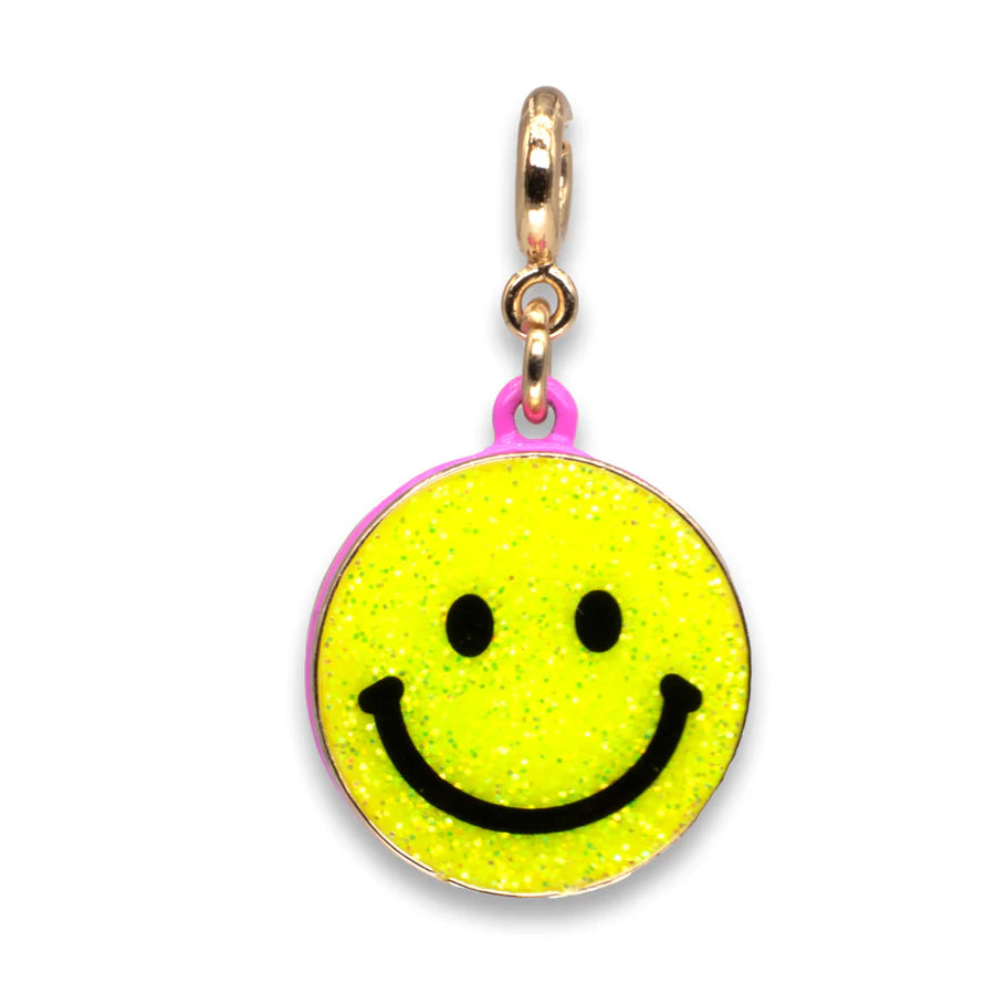 Charm It! Gold Glitter Smiley Face Charm