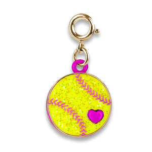 Charm It! Gold Glitter Softball Charm