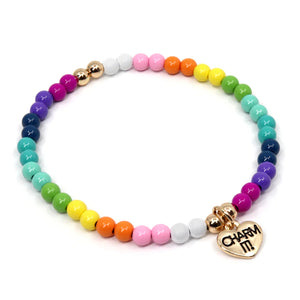 Charm It! Gold Rainbow Stretch Bead Bracelet