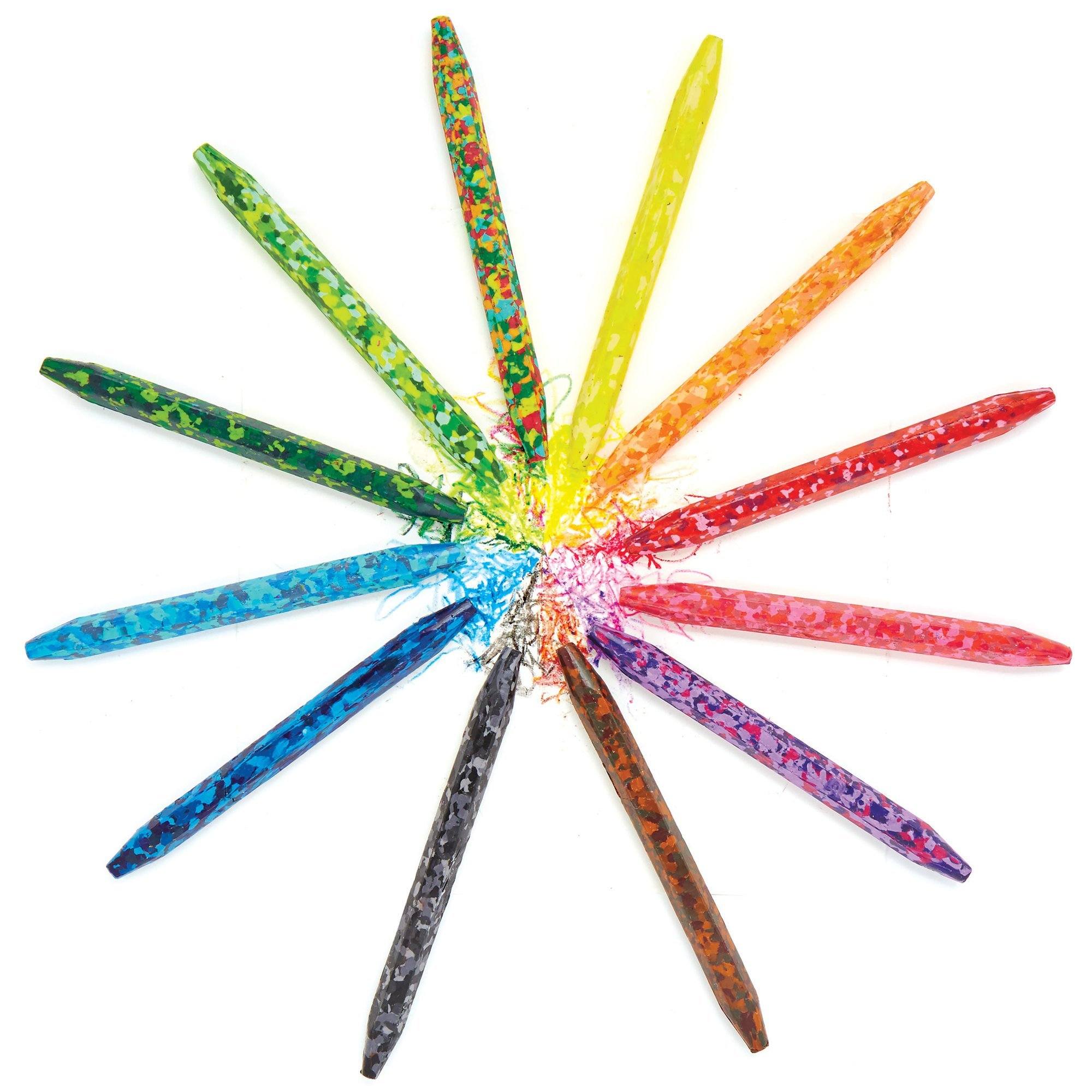confetti crayons laid out