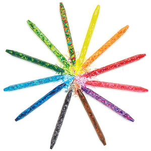 confetti crayons laid out