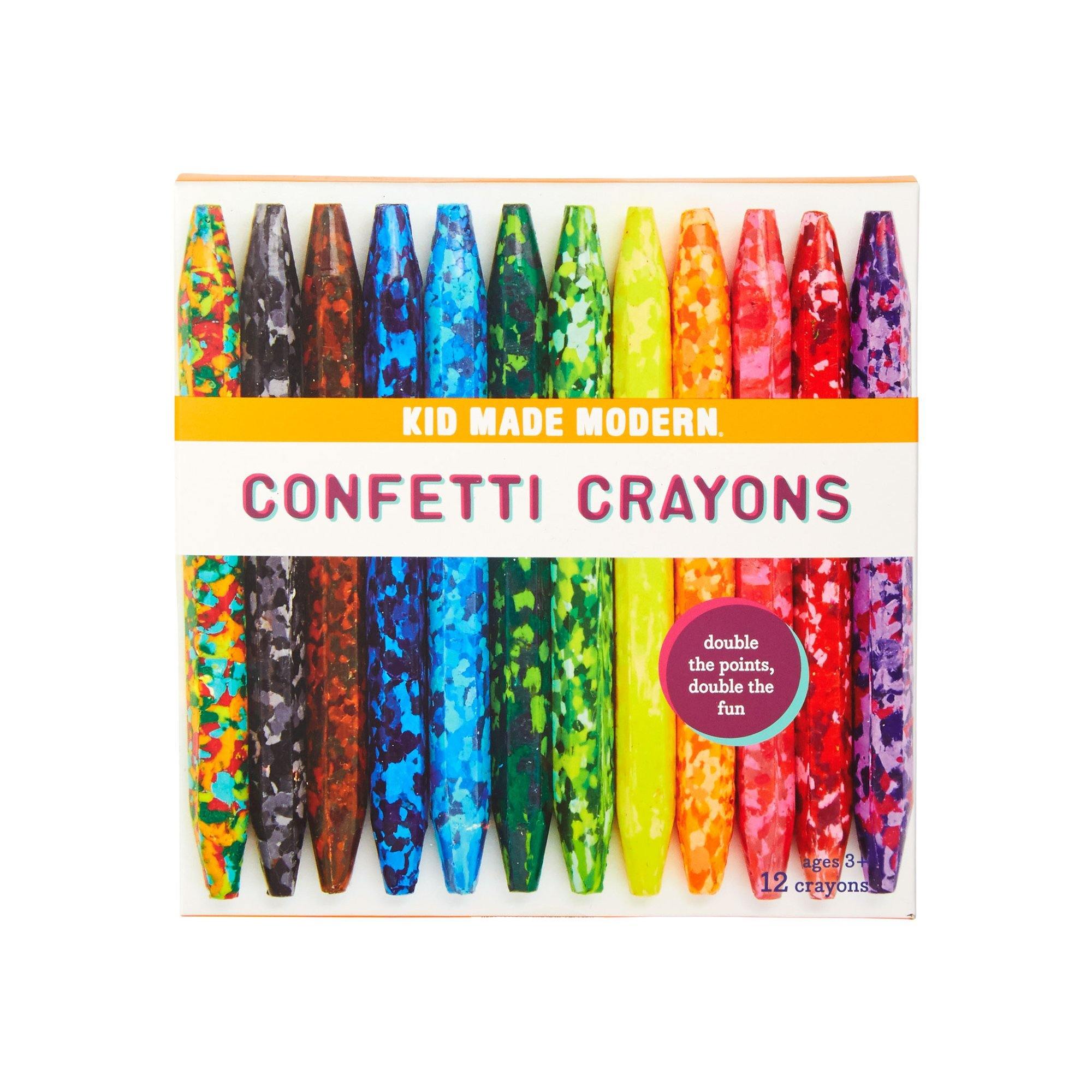 confetti crayons laid out