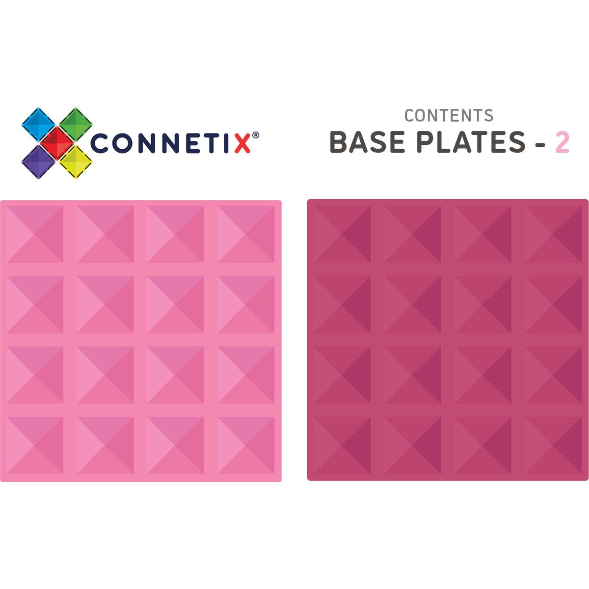 Connetix 2 Piece Base Plate Pack -- Pink & Berry