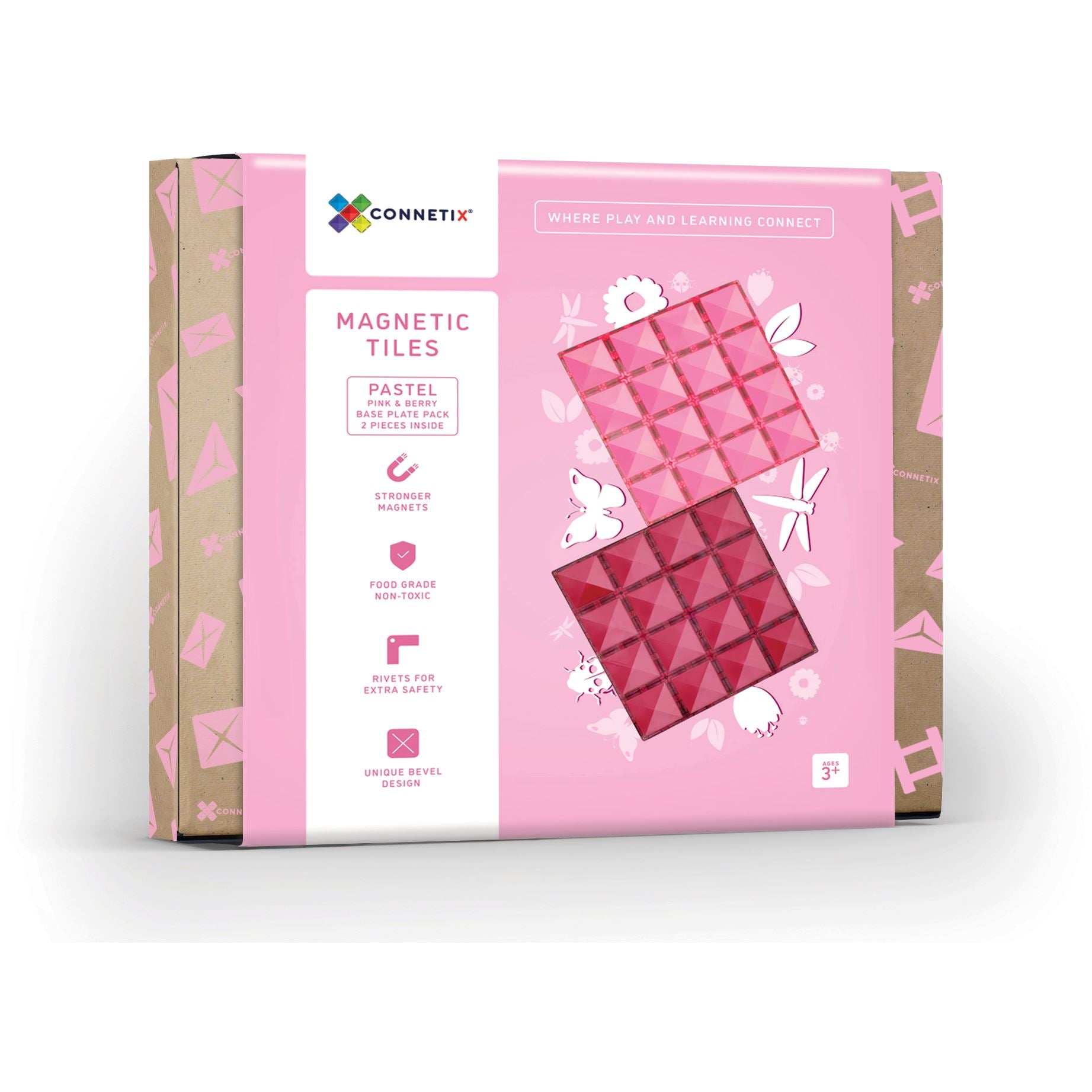 Connetix 2 Piece Base Plate Pack -- Pink & Berry
