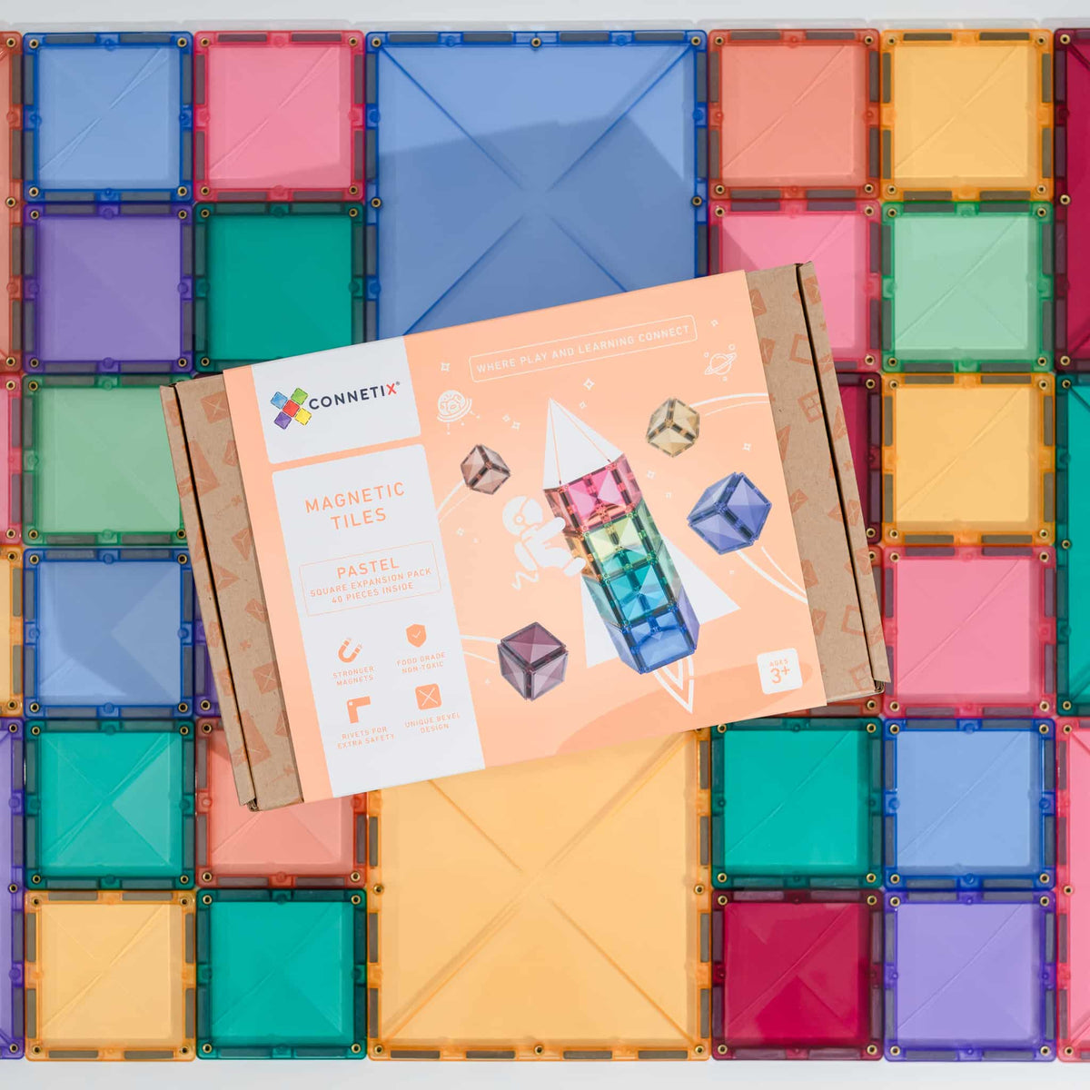 Connetix 40 Piece Pastel Square Pack