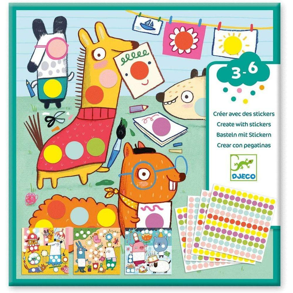 Djeco Create with Stickers -- Colored Dots