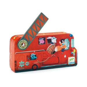 Djeco Mini Silhouette Puzzle -- The Fire Truck, 16 pieces