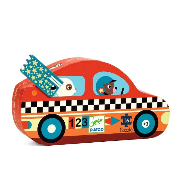 Djeco Mini Silhouette Puzzle -- The Racing Car, 16 pieces