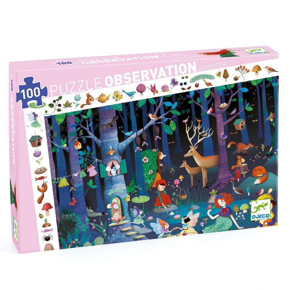 Djeco Observation Puzzle -- Enchanted Forest, 100 pieces