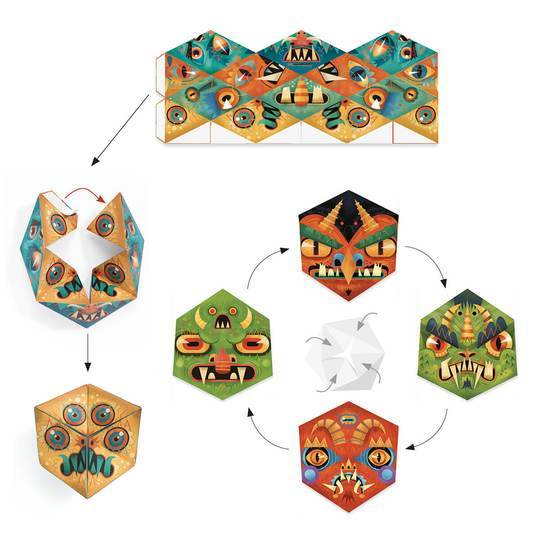 DJECO Origami Paper Craft Kit -- Flex-Monsters Kaleidocycles