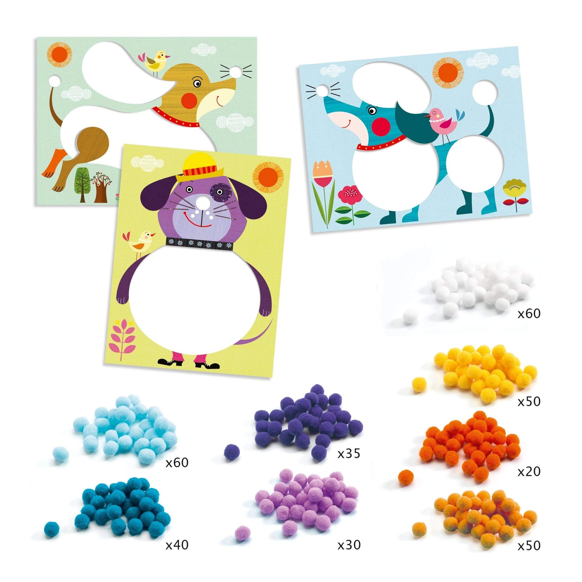 Djeco Pompom Puppies Collage Craft Kit