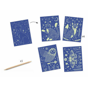 Djeco Scratch Cards -- At Night, Glow In The Dark