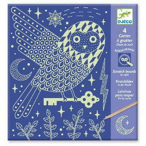 Djeco Scratch Cards -- At Night, Glow In The Dark