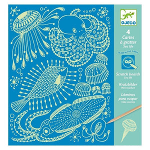 Djeco Scratch Cards -- Sea Life, Glow In The Dark