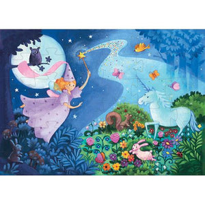 Djeco Silhouette Puzzle -- Fairy and Unicorn, 36 pieces