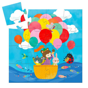 Djeco Silhouette Puzzle -- Hot Air Balloon, 36 pieces
