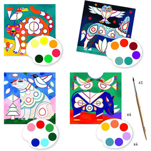 Djeco Surprise Watercolor Painting Set -- Fanciful Bestiary