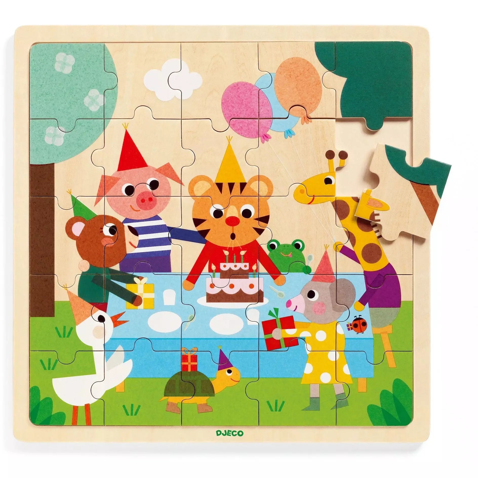 Djeco Wooden Puzzle -- Puzzlo Happy, 25 pieces