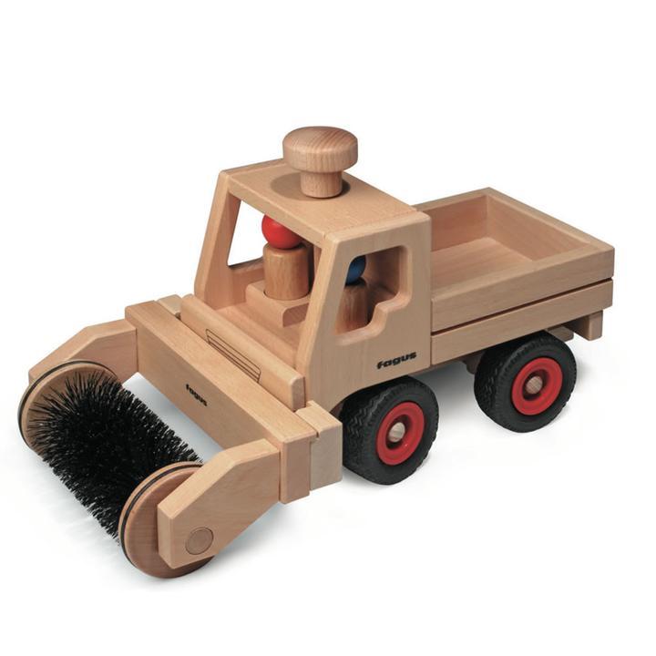 street sweeper extension attached to fagus unimog truck