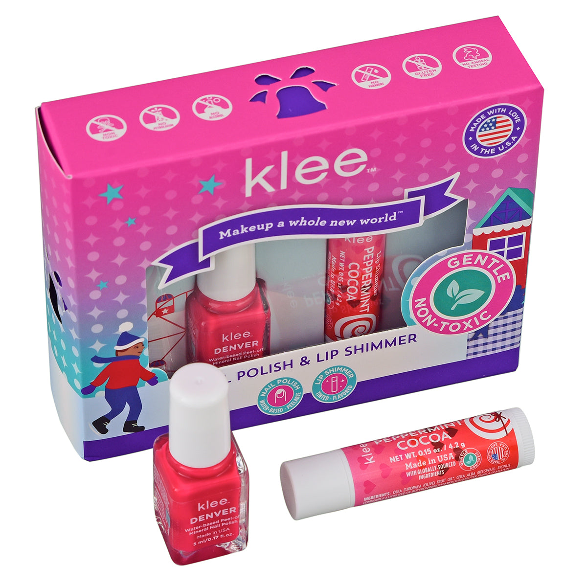 Frosty's Joy -- Holiday Nail Polish and Lip Shimmer Set by Klee Kids