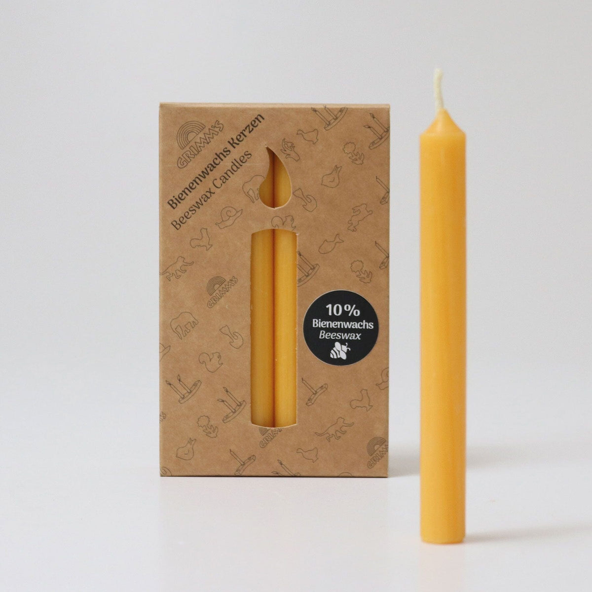 Grimm's Amber 10% Beeswax Candles, 12-Pack