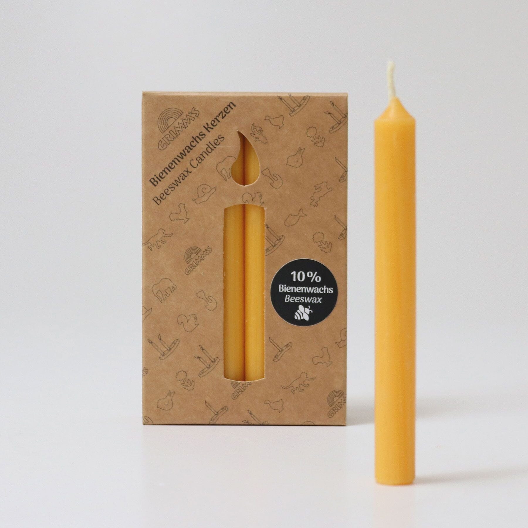 Grimm's Amber 10% Beeswax Candles, 12-Pack