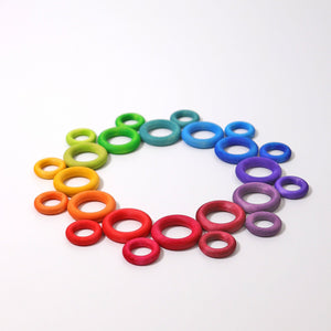rainbow building rings laid into a circle
