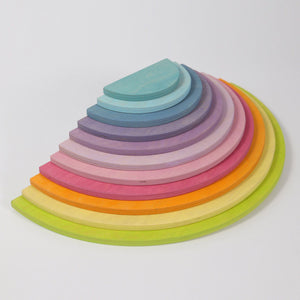 large pastel semicircles; stacked, image showing curved side