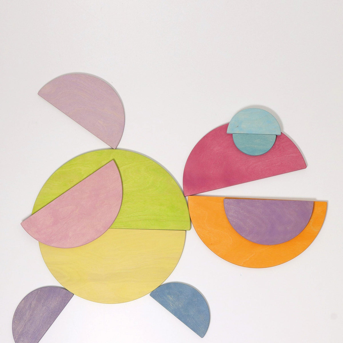 large pastel semicircles laid out as an animal