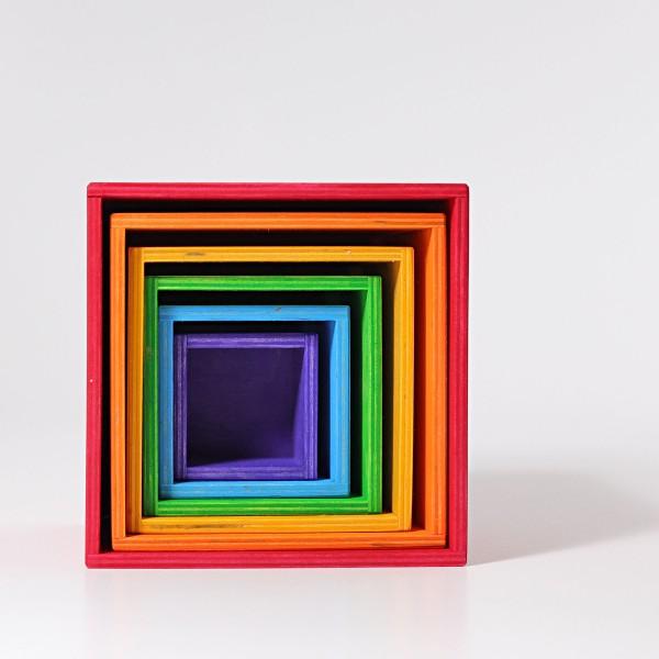 large rainbow set of boxes; front view