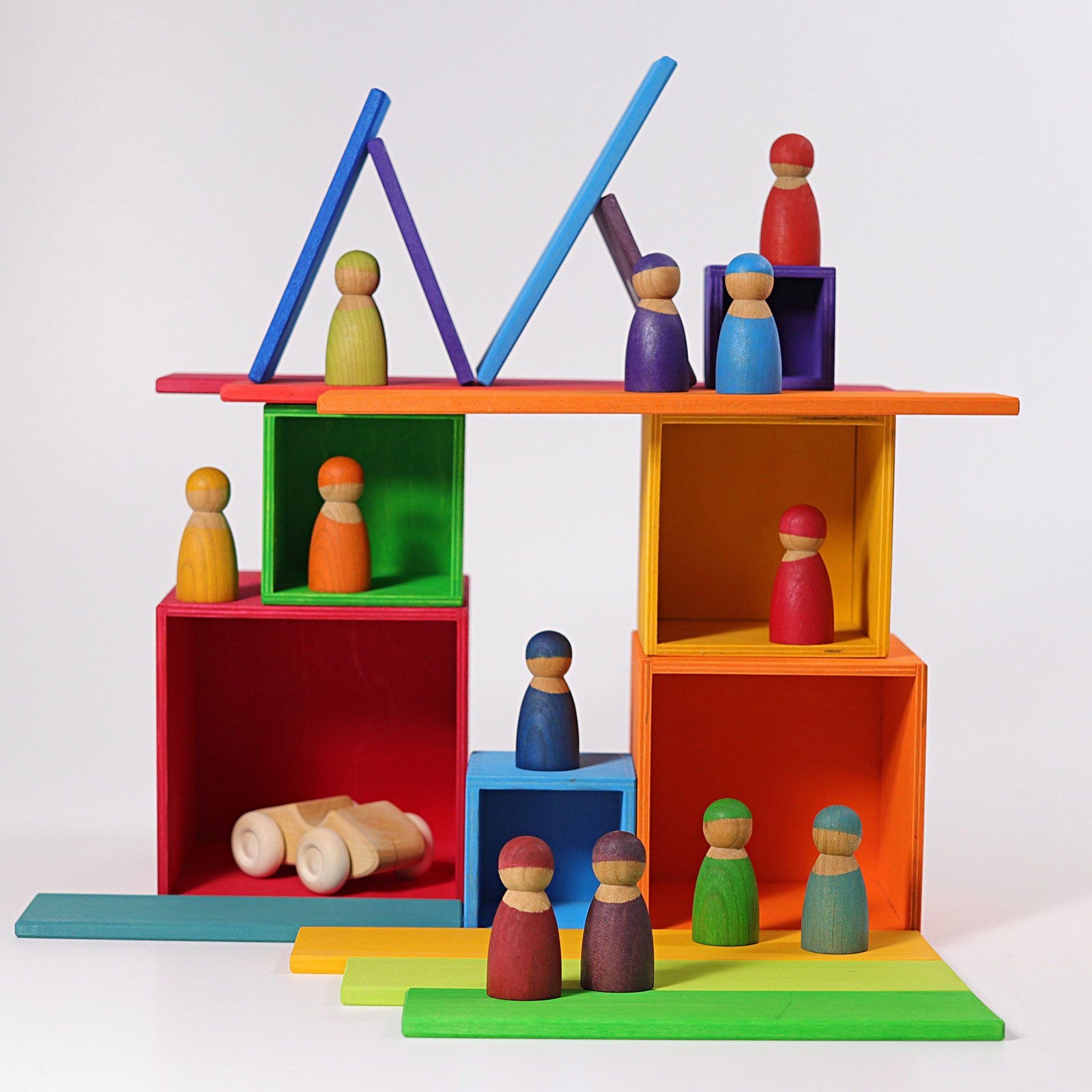 large rainbow set of boxes; front view