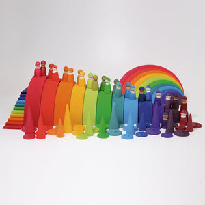 large rainbow stacked with other grimm's rainbow-colored building sets
