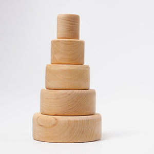 natural wooden bowls; stacked largest to smallest