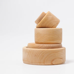 natural wooden bowls; stacked randomly