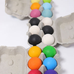 Grimm's Six Rainbow Wooden Balls Set