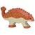 A ankylosaurus wooden figure with a orange-red top and feet.
