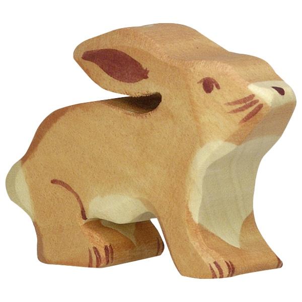 A wooden hare figure painted brown