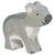 A koala wooden figure painted grey. Dark grey is used for the nose. Black paint is used for the face and feet detailing. White/natural wood is used on the underbelly, chest, and inside of the ears.