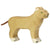 A lioness wooden figure painted tan with white feet and a brown rope used for the tail.
