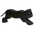 A panther wooden figure painted black with green eyes and white whiskers and toe nails.