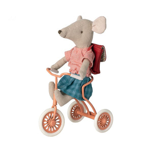 Maileg Abri a Tricycle, Mouse -- Coral