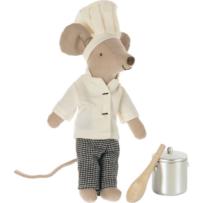 Maileg Chef Mouse with Soup Pot and Spoon