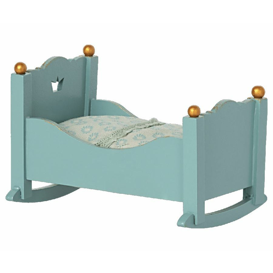 Maileg Cradle, Baby Mouse -- Blue