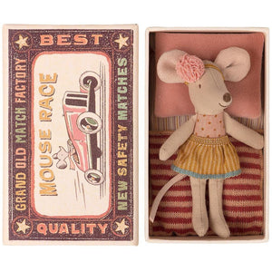 Maileg Little Sister Mouse in Matchbox (With Bow)