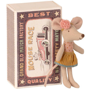 Maileg Little Sister Mouse in Matchbox (With Bow)